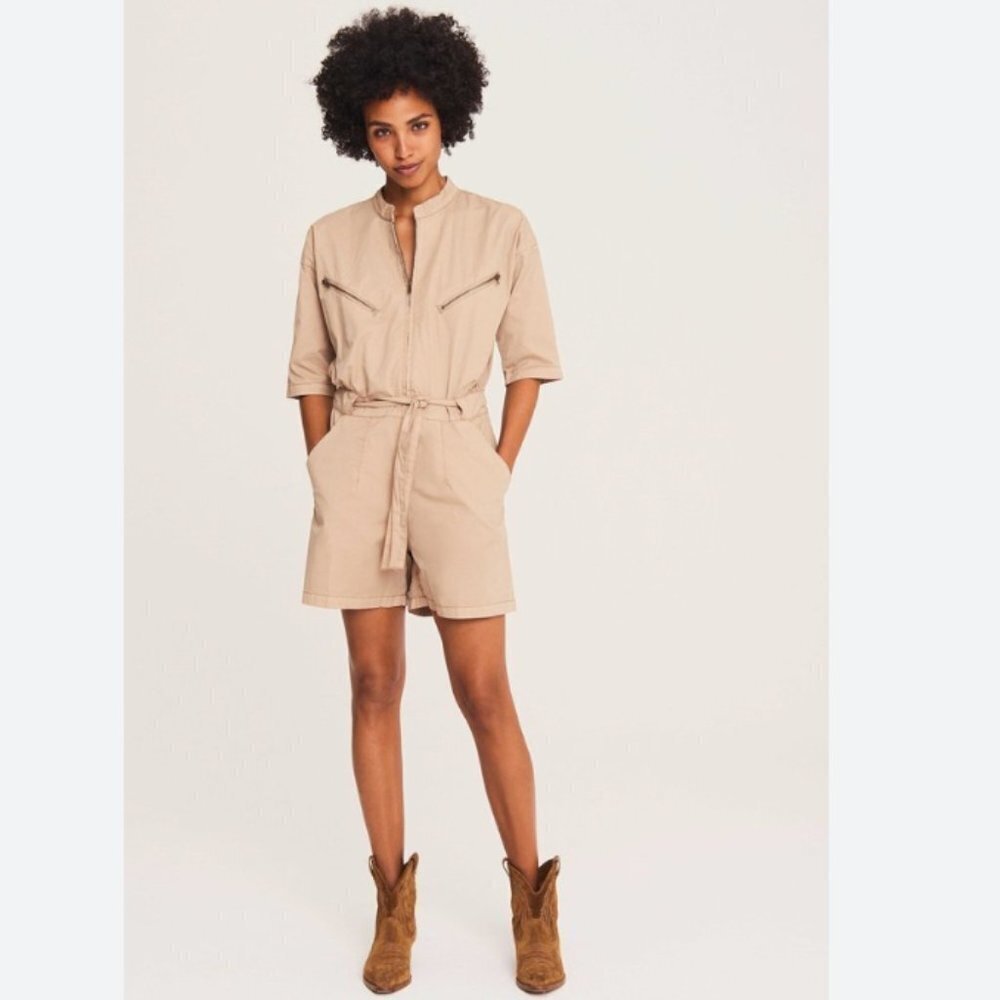 NWT BA&SH KHAKI CRISTINA JUMPSUIT UTILITY ROMPER - 0